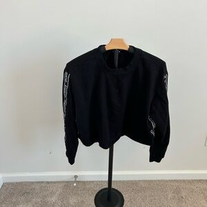 Black Women’s Crewneck Sweater with Sleeve Logo